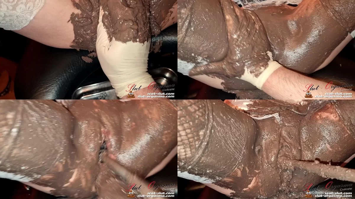 SlutOrgasma – shit cunt fucked by a toilet brush [shit scat poop shitting]
