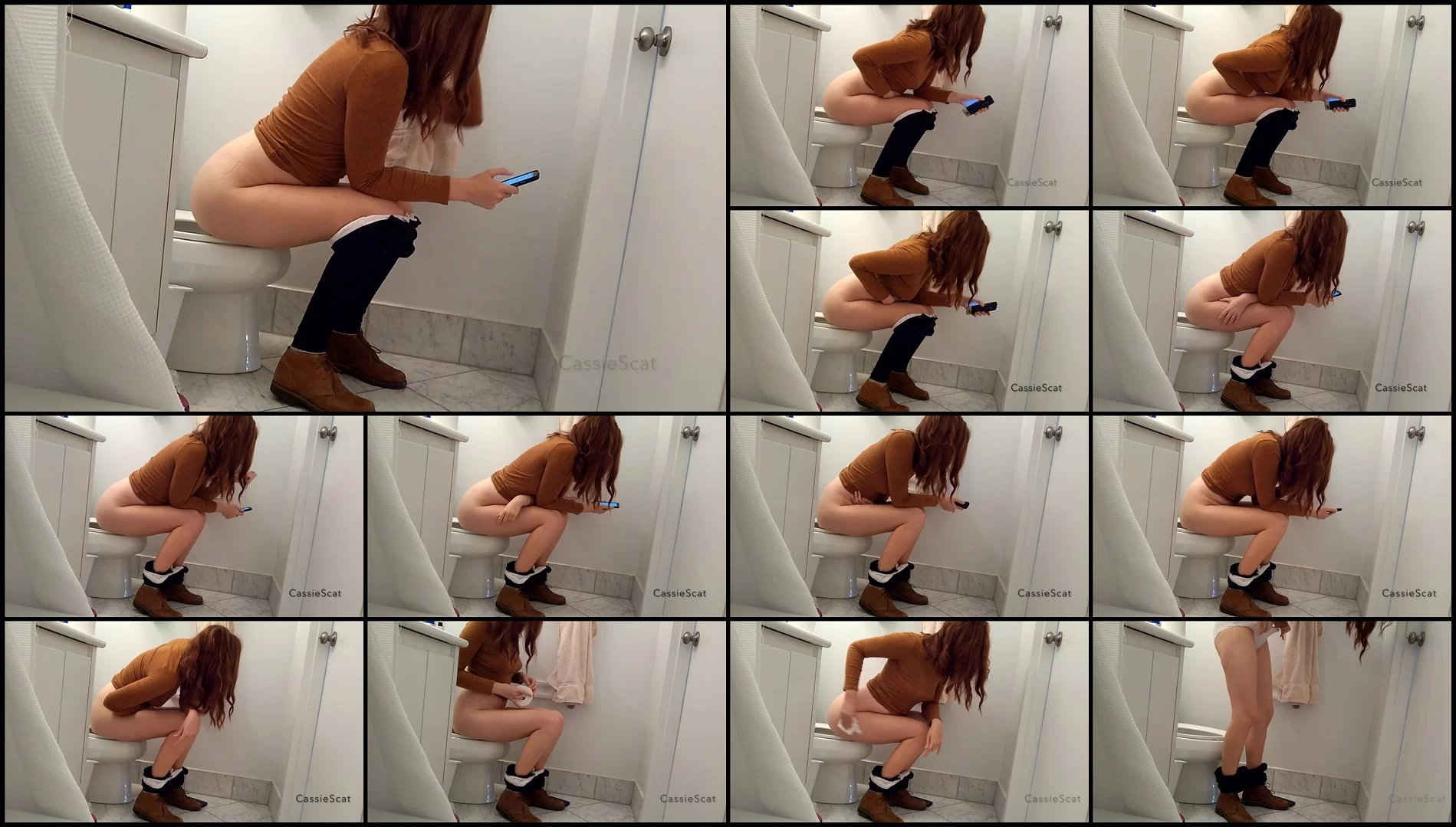CassieScat – Constipated Moaning, Hard Toilet Shit Ploppingl