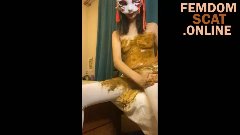 PooGirl – vomiting several times from chewing shit and shit in white pantyhose, fisting