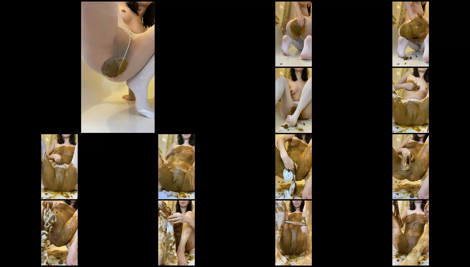 p00girl – I poop, tear, put white pantyhose into my pussy and rub shit all over my body